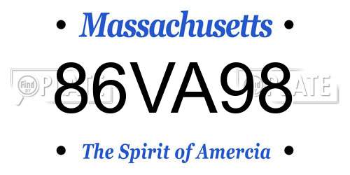 86VA98 Massachusetts License Plate