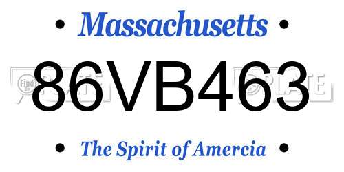 86VB463 Massachusetts License Plate