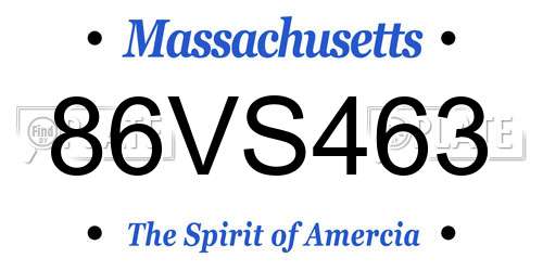 86VS463 Massachusetts License Plate
