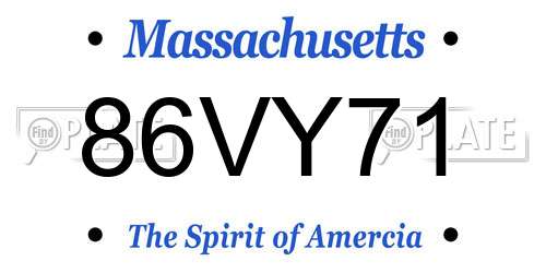 86VY71 Massachusetts License Plate