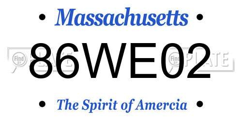 86WE02 Massachusetts License Plate