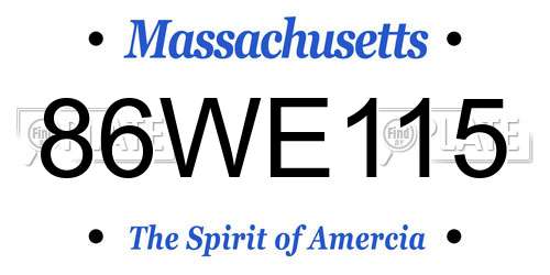 86WE115 Massachusetts License Plate