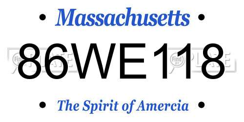 86WE118 Massachusetts License Plate