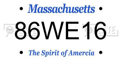86WE16 Massachusetts License Plate