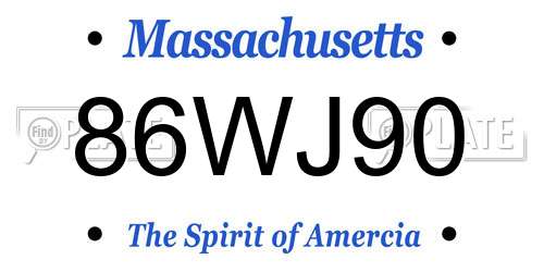 86WJ90 Massachusetts License Plate