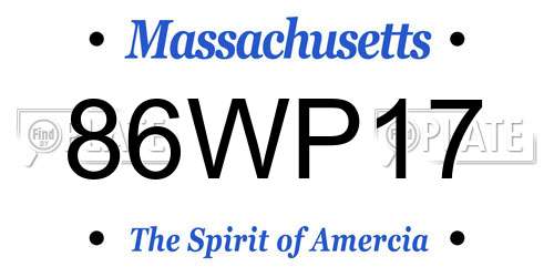 86WP17 Massachusetts License Plate