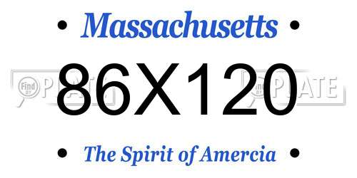 86X120 Massachusetts License Plate