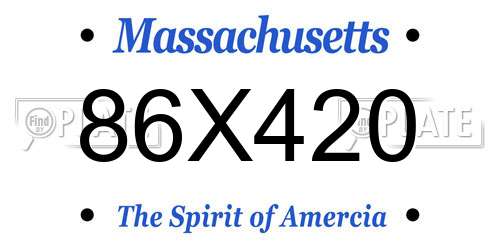 86X420 Massachusetts License Plate