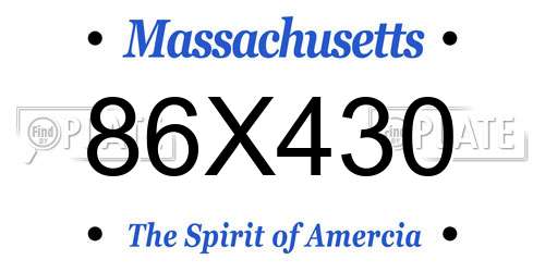 86X430 Massachusetts License Plate