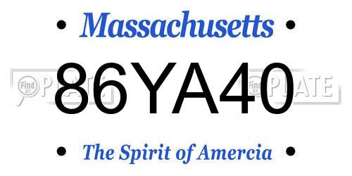 86YA40 Massachusetts License Plate