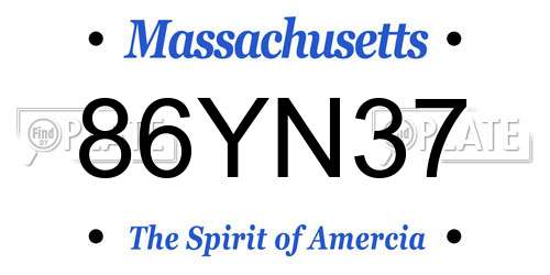 86YN37 Massachusetts License Plate