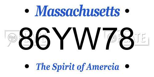 86YW78 Massachusetts License Plate