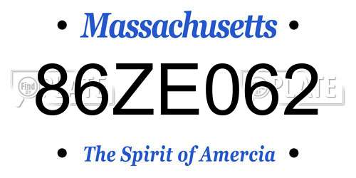 86ZE062 Massachusetts License Plate