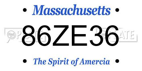 86ZE36 Massachusetts License Plate
