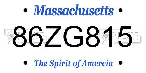 86ZG815 Massachusetts License Plate