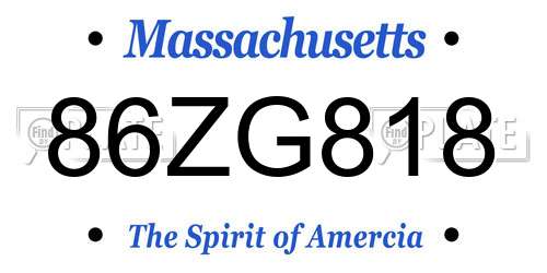 86ZG818 Massachusetts License Plate