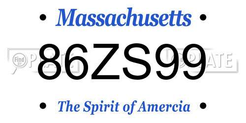 86ZS99 Massachusetts License Plate
