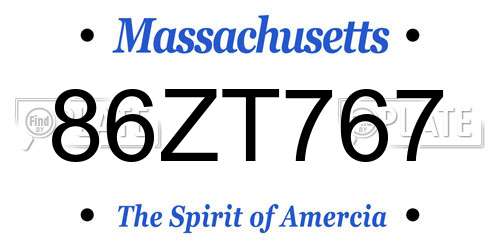 86ZT767 Massachusetts License Plate