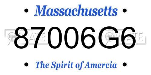 87006G6 Massachusetts License Plate