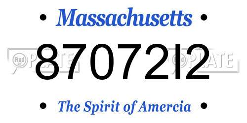 87072I2 Massachusetts License Plate