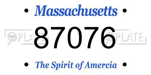 87076 Massachusetts License Plate