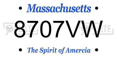 8707VW Massachusetts License Plate