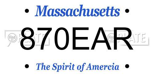 870EAR Massachusetts License Plate