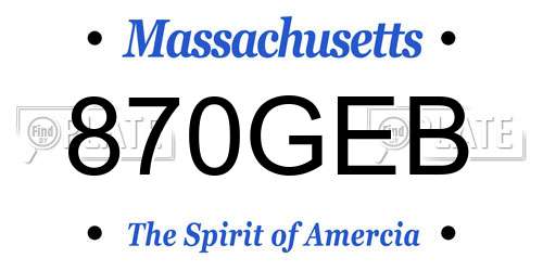 870GEB Massachusetts License Plate