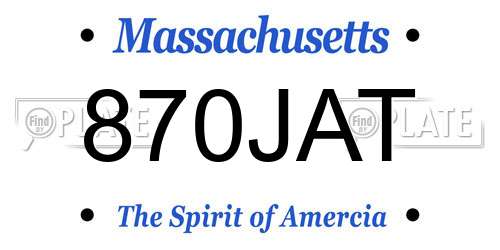 870JAT Massachusetts License Plate