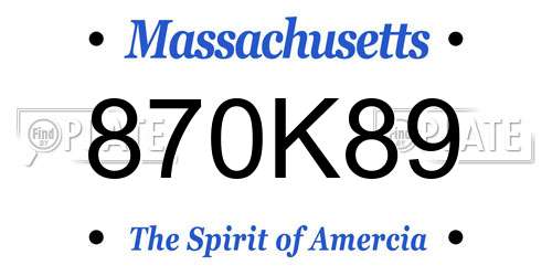 870K89 Massachusetts License Plate