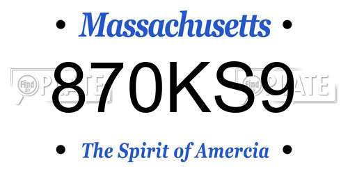 870KS9 Massachusetts License Plate