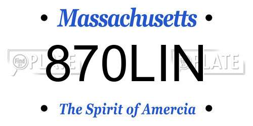 870LIN Massachusetts License Plate