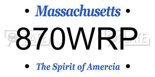870WRP Massachusetts License Plate
