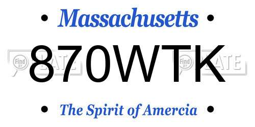 870WTK Massachusetts License Plate