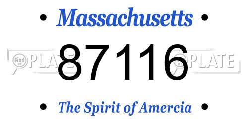 87116 Massachusetts License Plate
