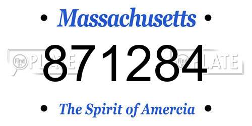 871284 Massachusetts License Plate