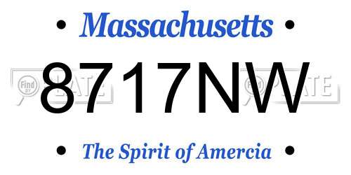 8717NW Massachusetts License Plate