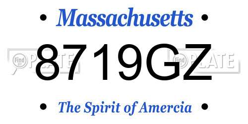 8719GZ Massachusetts License Plate