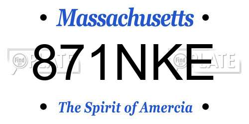 871NKE Massachusetts License Plate