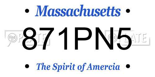 871PN5 Massachusetts License Plate