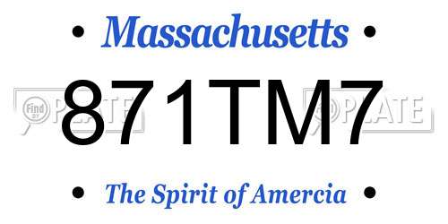 871TM7 Massachusetts License Plate