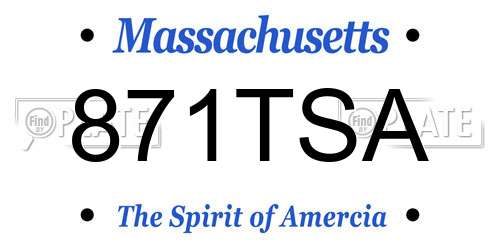 871TSA Massachusetts License Plate