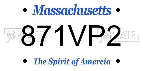 871VP2 Massachusetts License Plate