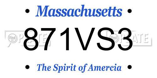 871VS3 Massachusetts License Plate