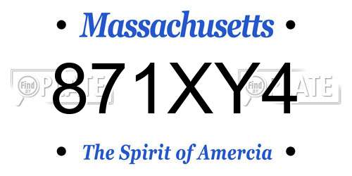 871XY4 Massachusetts License Plate