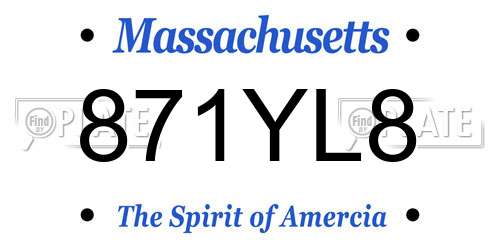 871YL8 Massachusetts License Plate