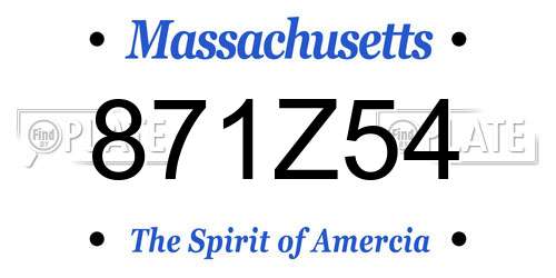 871Z54 Massachusetts License Plate