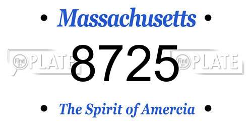 8725 Massachusetts License Plate