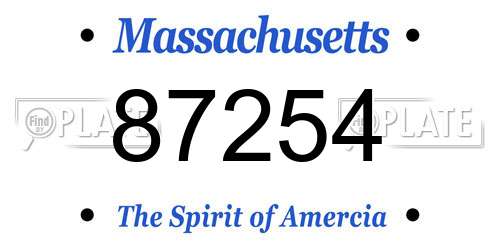 87254 Massachusetts License Plate