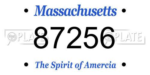 87256 Massachusetts License Plate